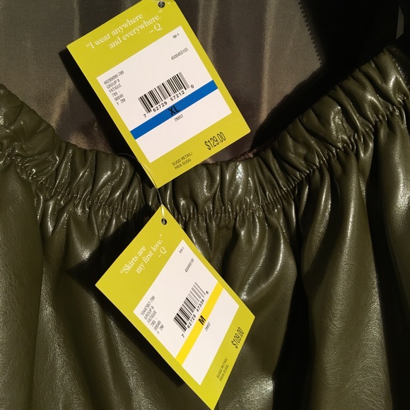 QMACK Khaki Vegan Leather Jacket & Skirt - Picture 2 of 6